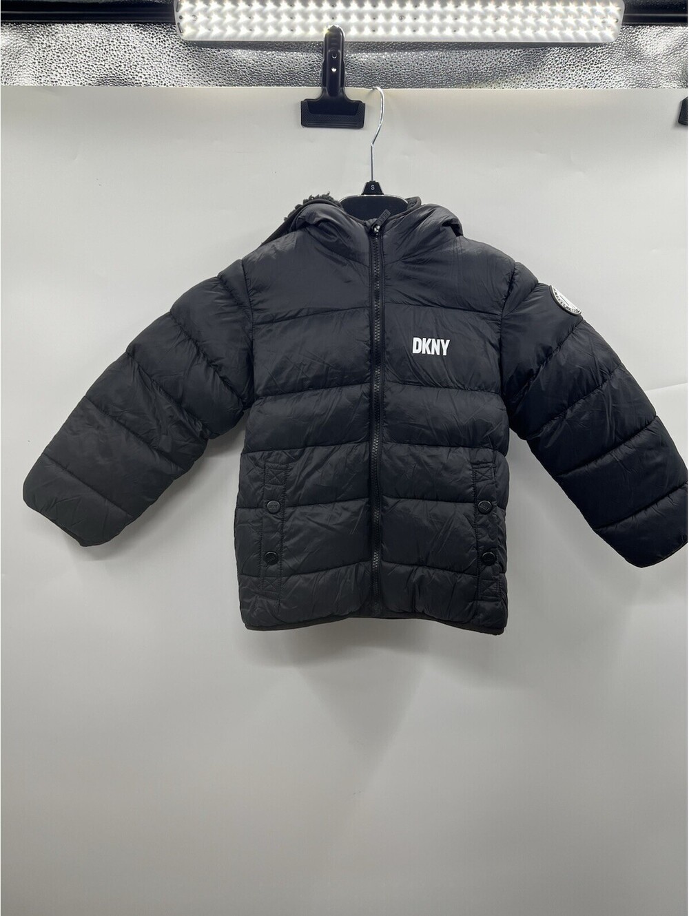 NWT Boys DKNY boys' sherpa-lined puffer jacket in black  Size 5/6